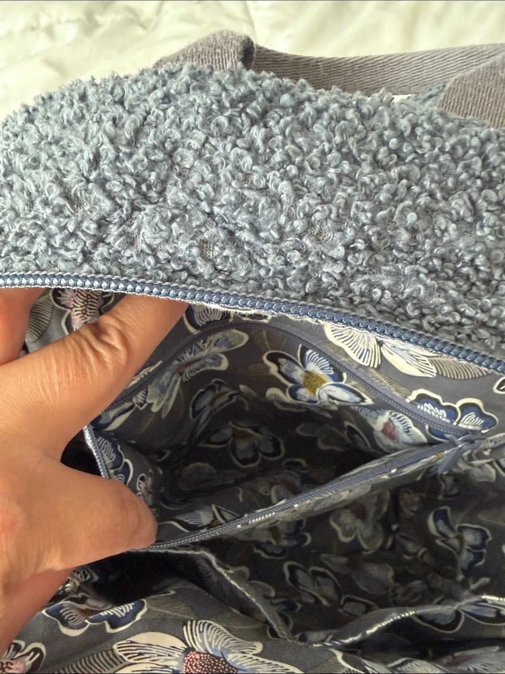 Vera Bradley Gray Sherpa Quilted Backpack